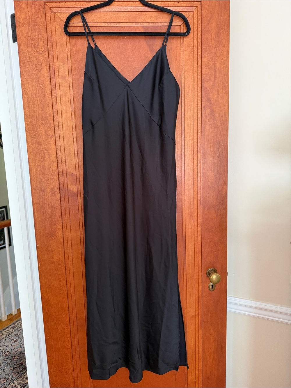 A New Day Black Satin Slip Dress